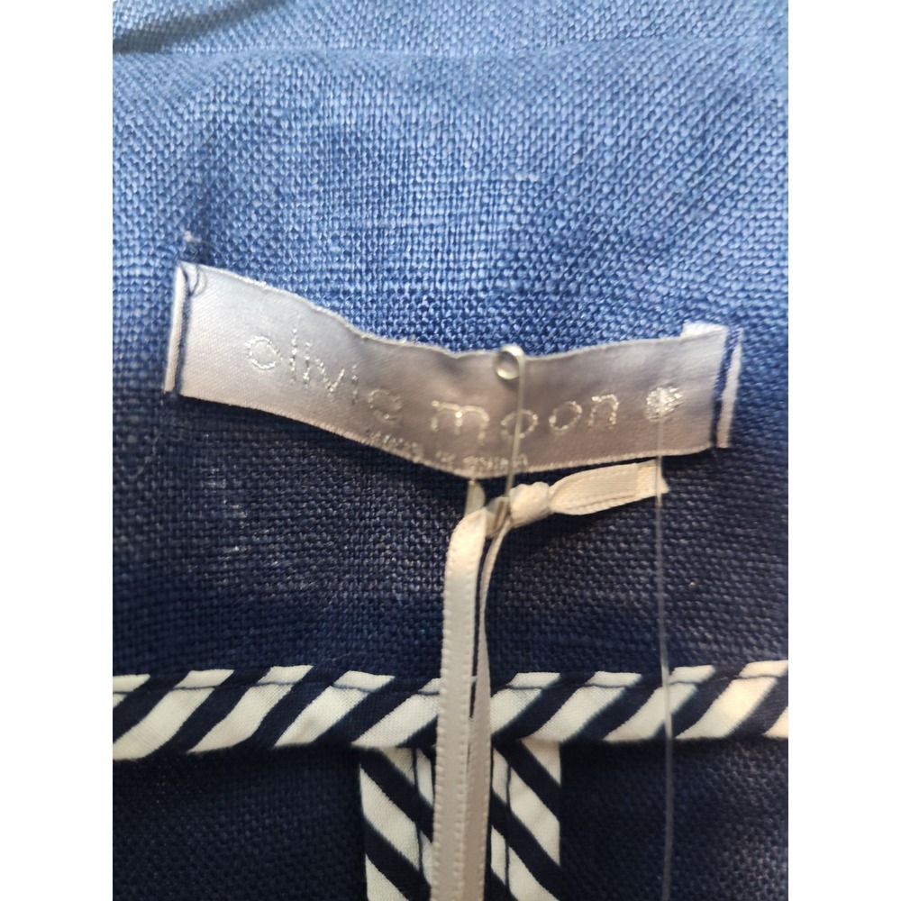 NWT‎ Blue Linen Blazer 1 Button Notch Lapel Coastal Grandma Academia Nautical PS - Picture 5 of 12